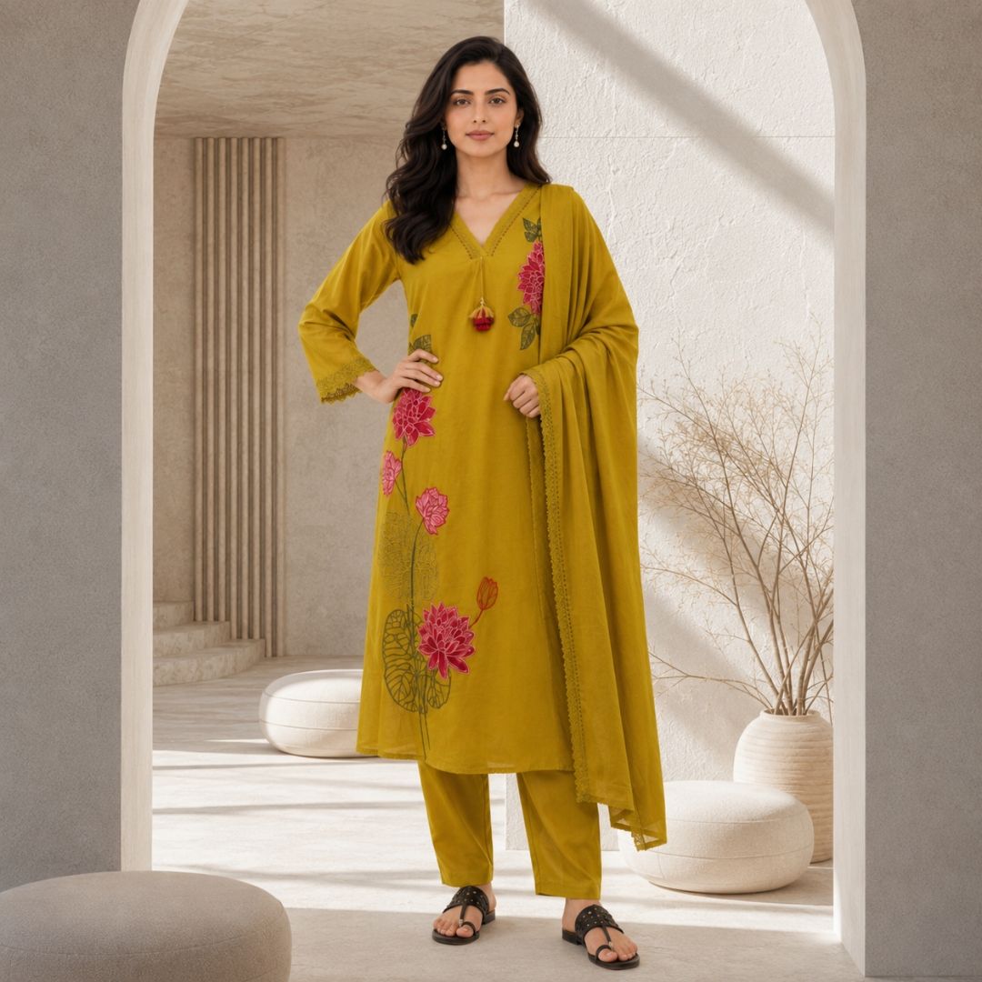 PANKHURI – Embroidered A-Line Suit Set
