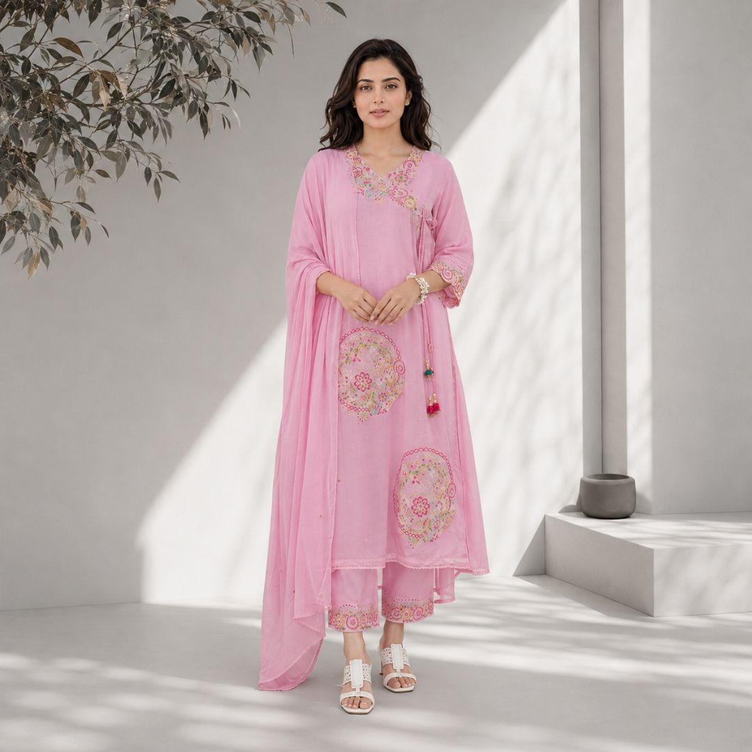 PAL – Pink Embroidered Suit Set