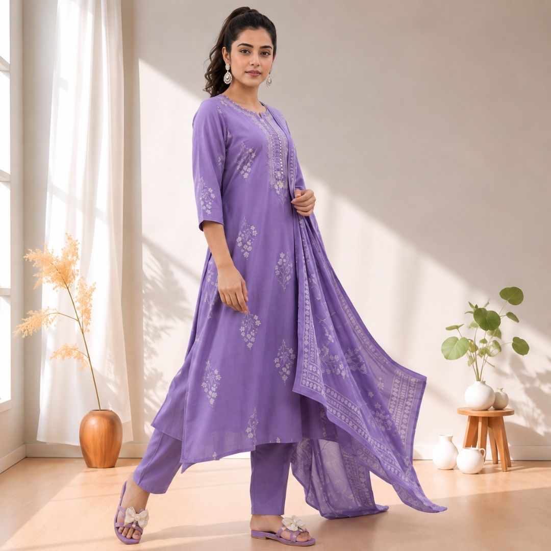 NITRA – Purple Straight Suit Set view 3