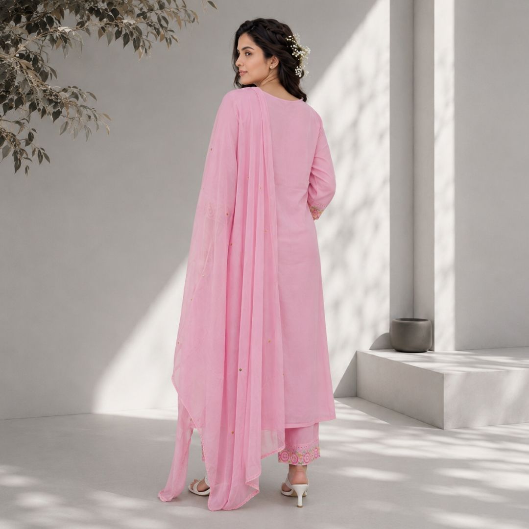 PAL – Pink Embroidered Suit Set view 4