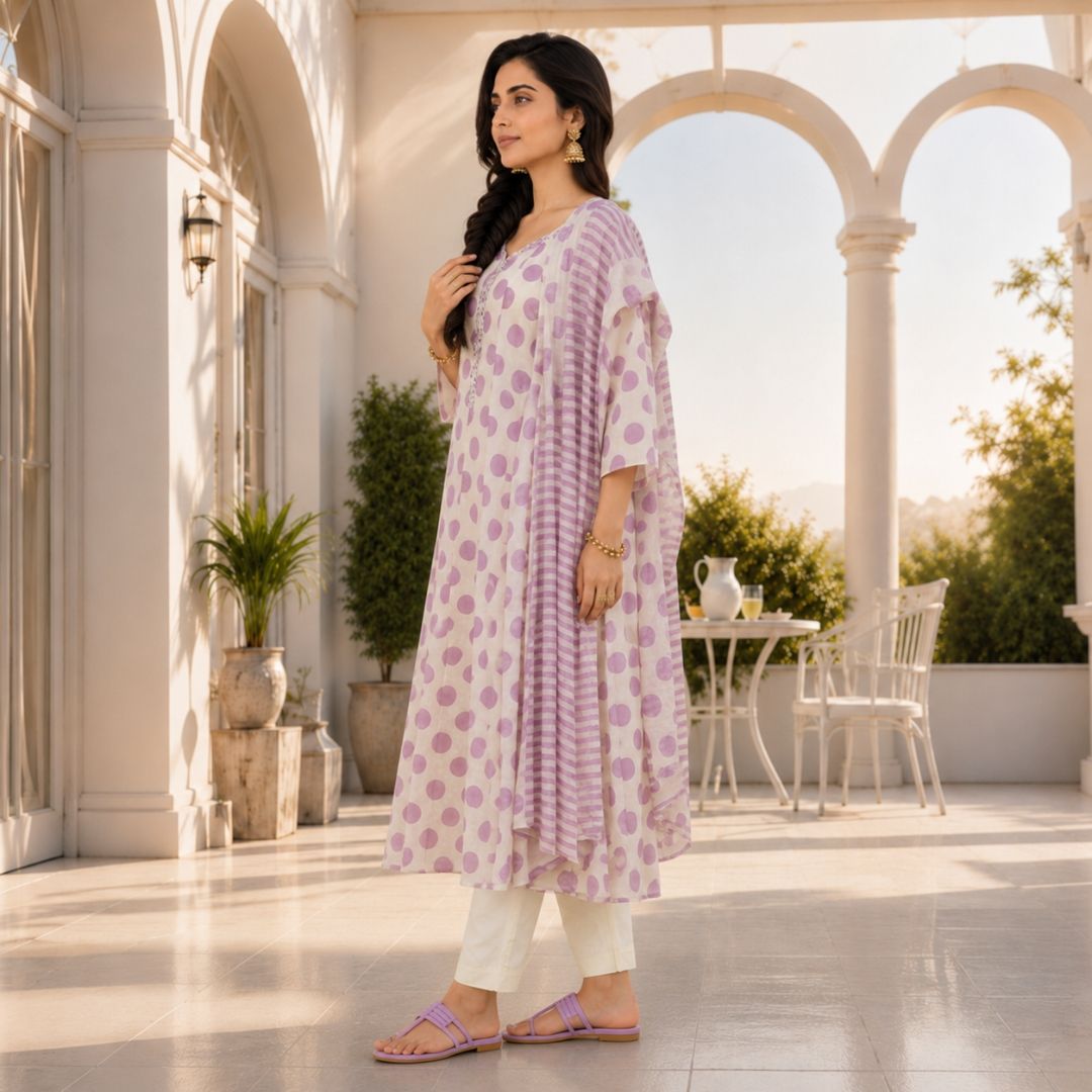 BAAWRI – Printed Anarkali Suit Set view 2