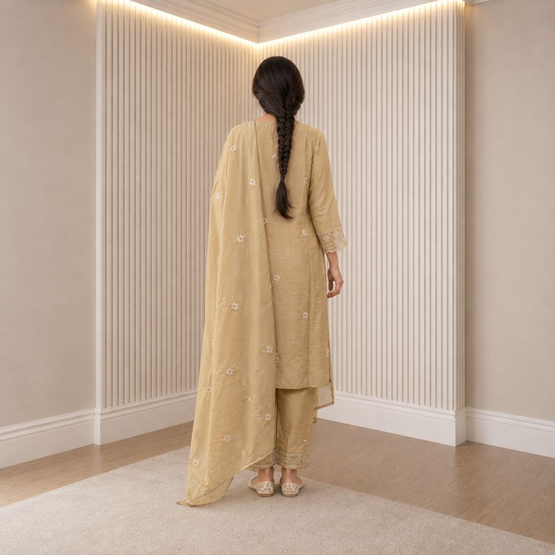 EKTARA – Cream Straight Suit Set view 4