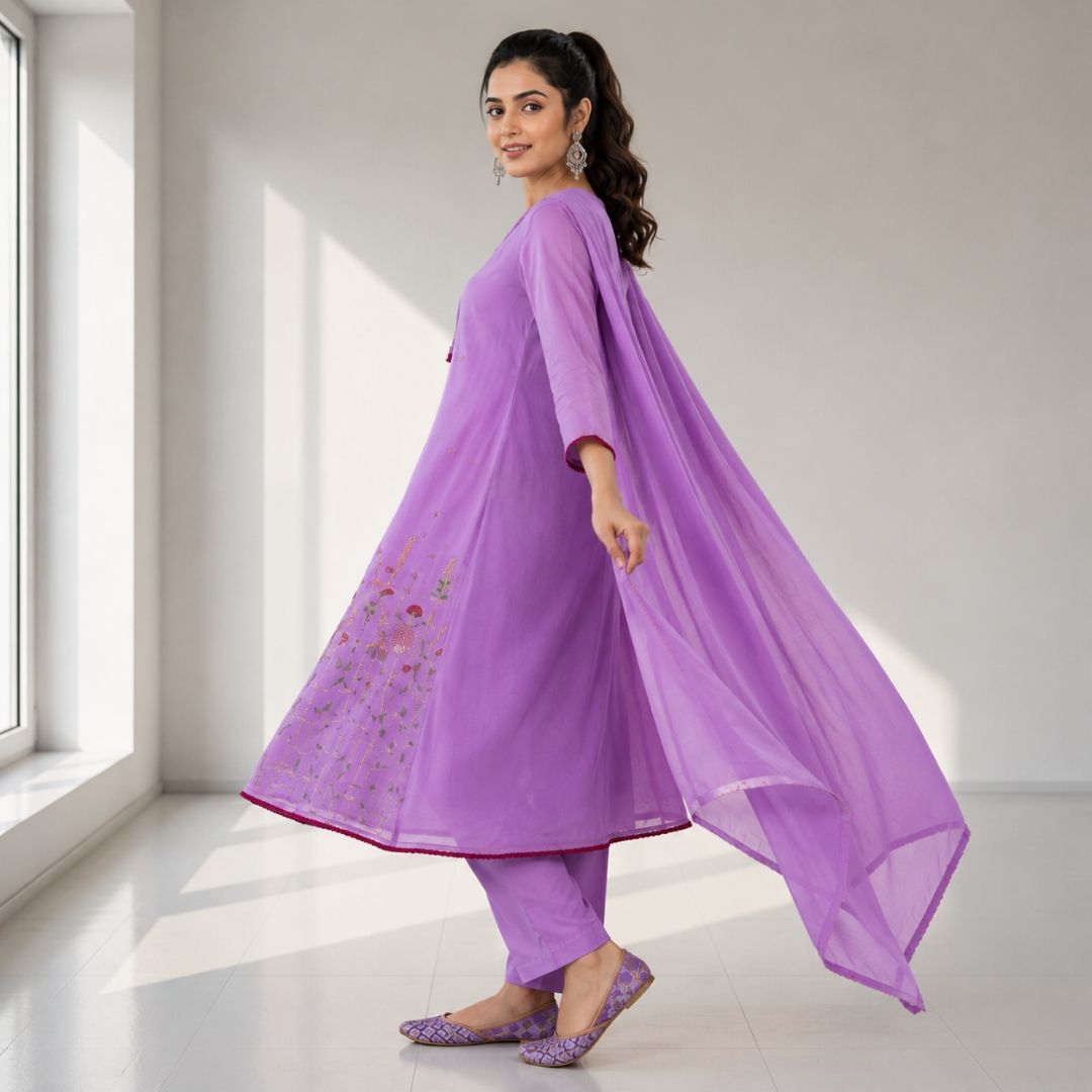 VRINDHA – Purple A-Line Suit Set view 3