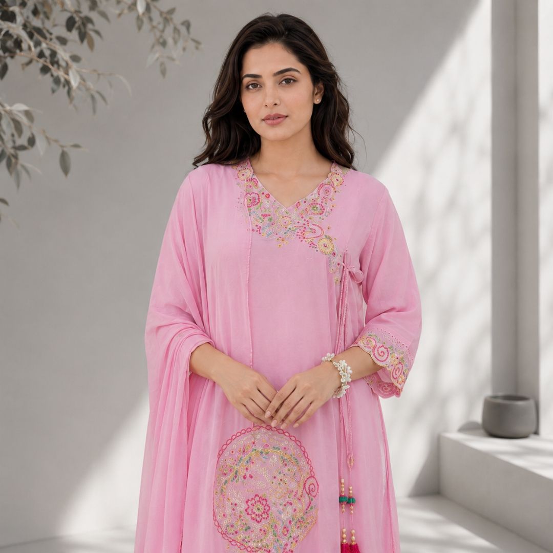 PAL – Pink Embroidered Suit Set view 5