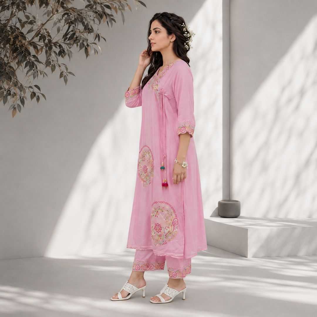 PAL – Pink Embroidered Suit Set view 2