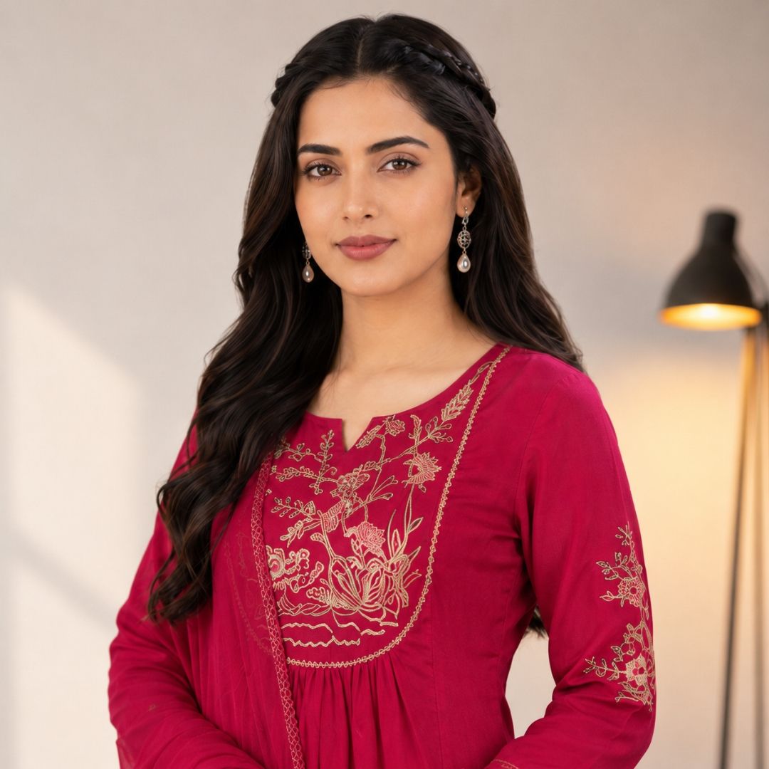 PALLAVI – Pink A-Line Suit Setv view 5