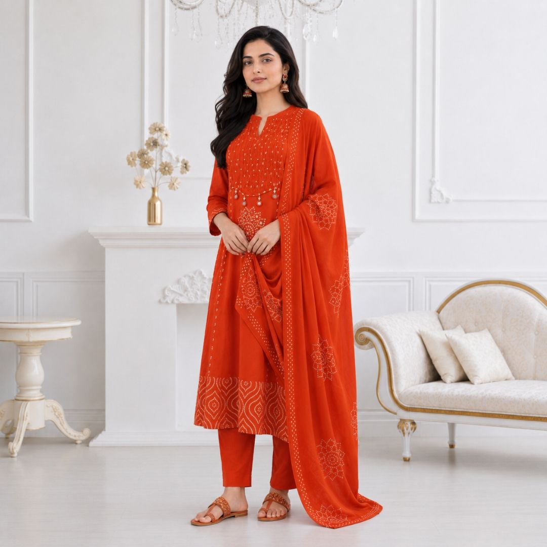 SHISHA – Mirror Work Anarkali Suit Set view 3