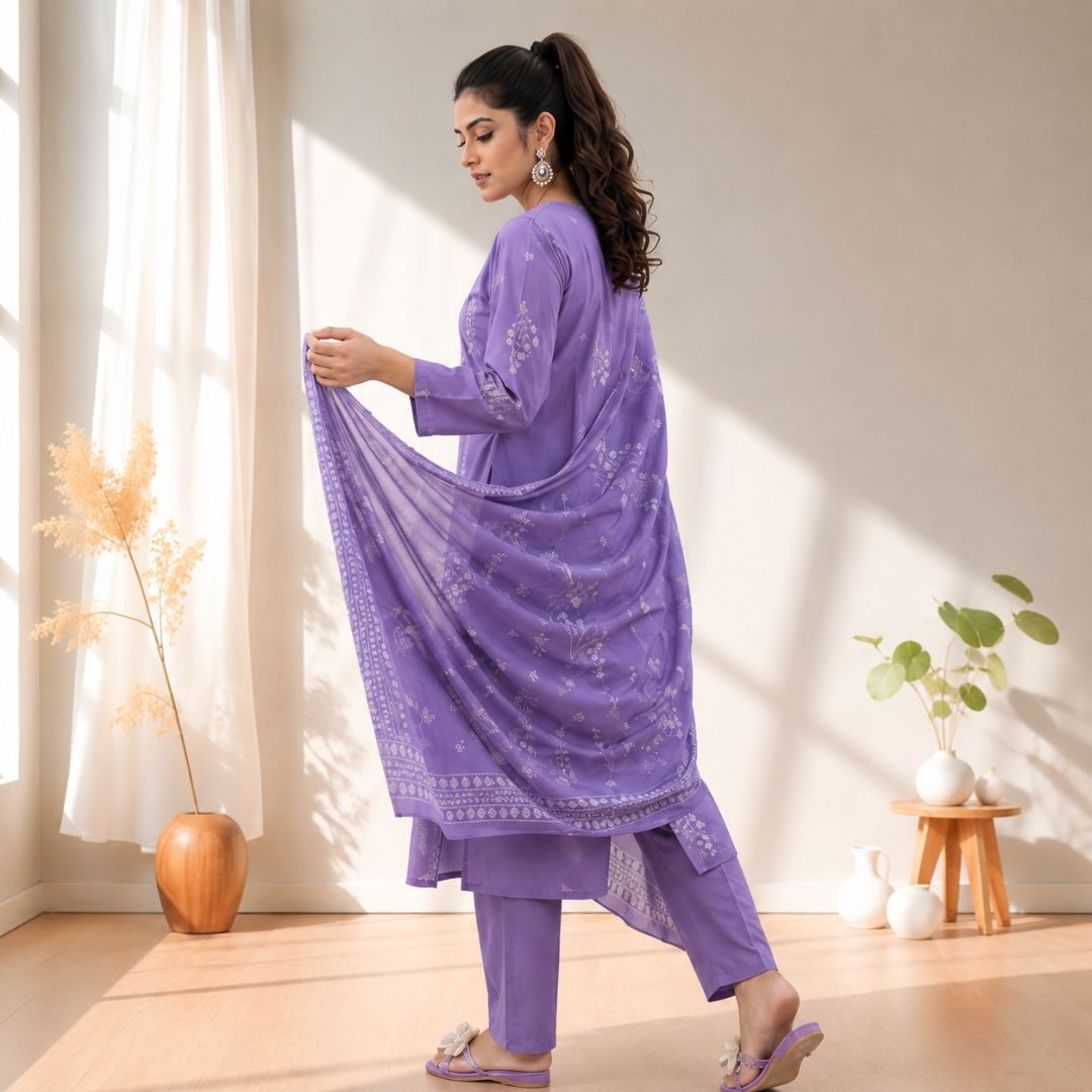 NITRA – Purple Straight Suit Set view 2
