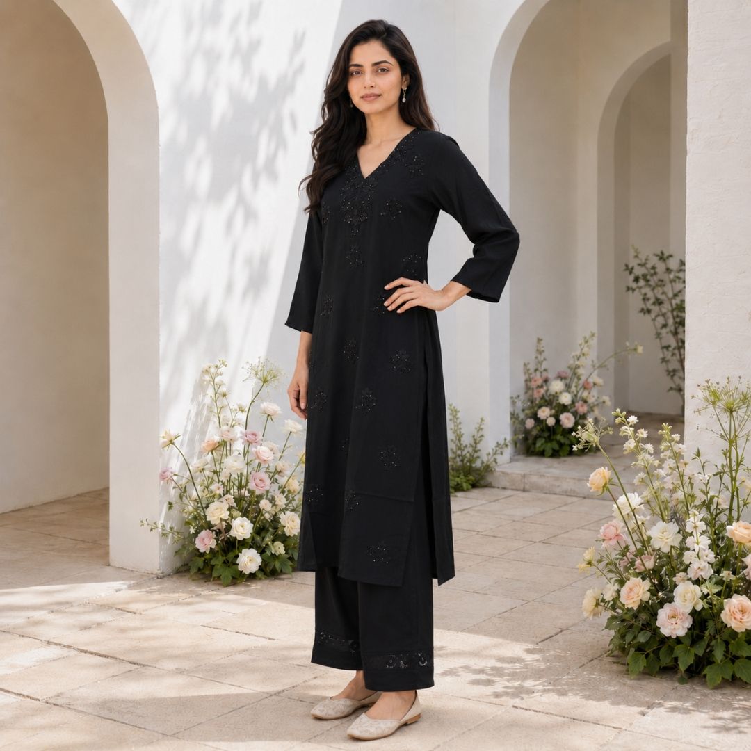 CHANCHAL – Embroidered Kurta Pant Set view 3