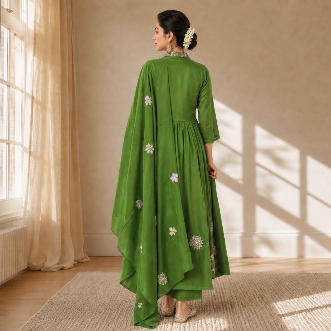 RUHI – Green Anarkali Suit Set view 4