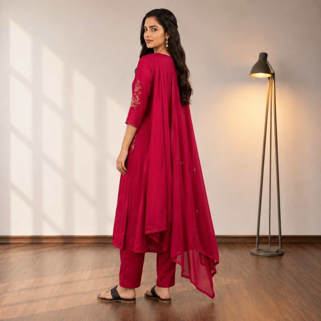 PALLAVI – Pink A-Line Suit Setv view 4