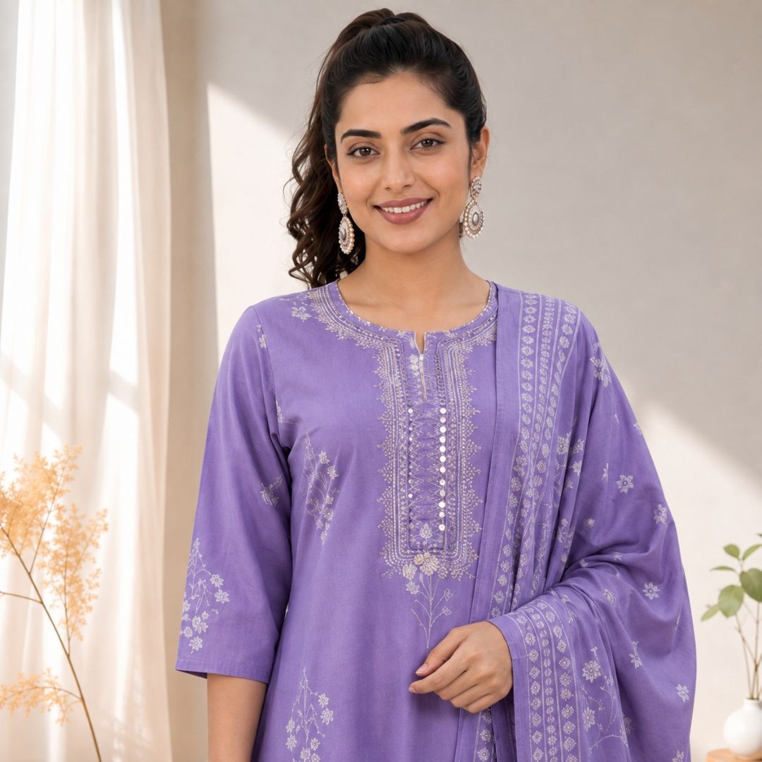 NITRA – Purple Straight Suit Set view 5